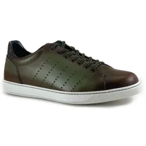 Zelli Russo Calfskin & Crocodile Sneakers Olive